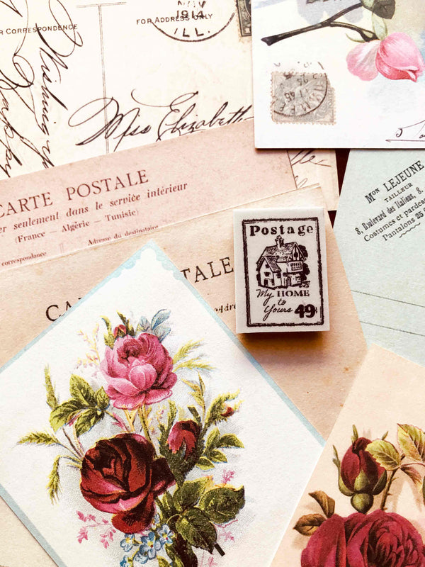 Vintage Shabby Roses Postage Stamps - Free Printable 