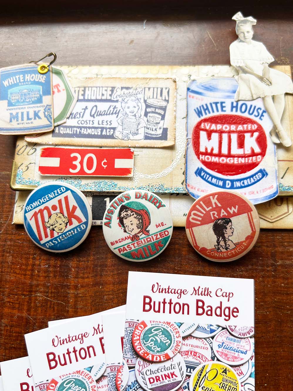 Button Badge 'Raw Milk Set C' (milk cap series)