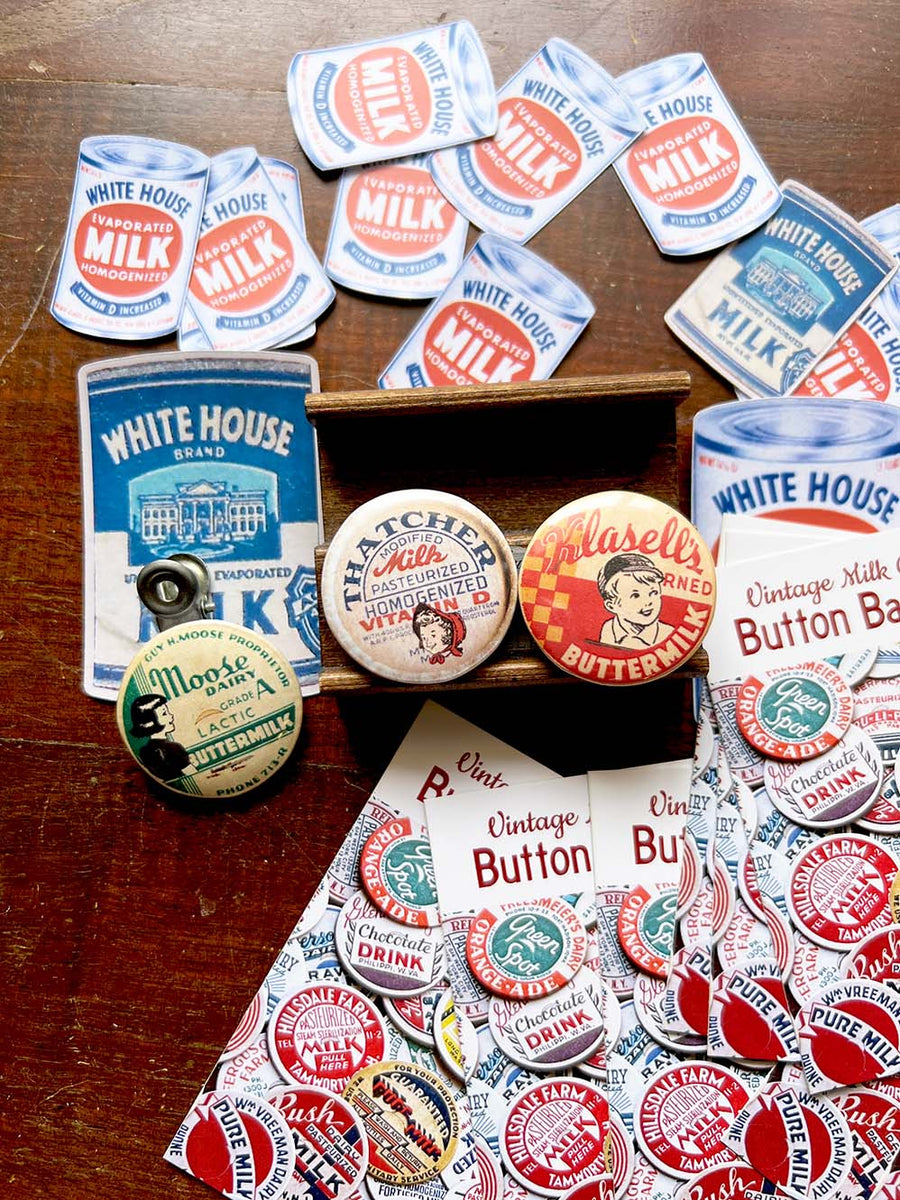 Button Badge 'Buttermilk Milk Set F' (milk cap series) from micmoc.com