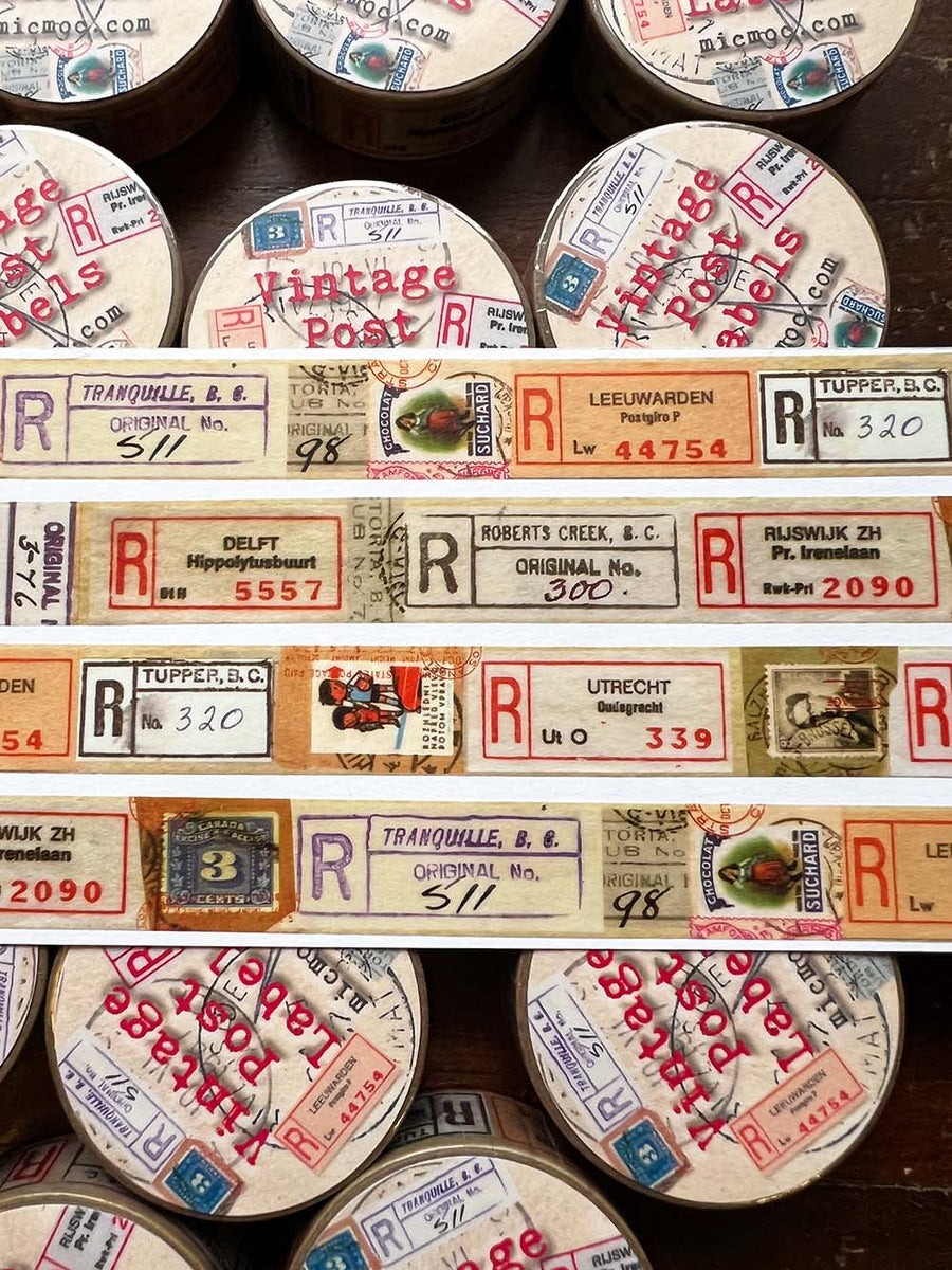'Vintage Post Labels' Washi (Printed)Tape - by Mic Moc from micmoc.com