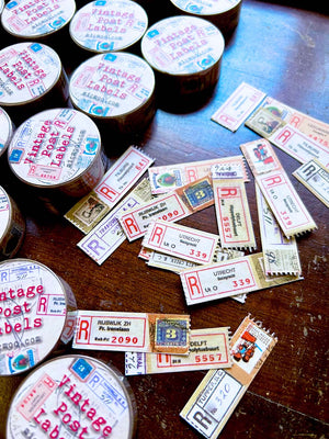 'Vintage Post Labels' Washi (Printed)Tape - by Mic Moc from micmoc.com