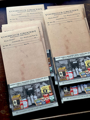 Vintage Replica Note Pad 'Yoohoo's Grocery' by Mic Moc (古い食料品店のメモ) from micmoc.com