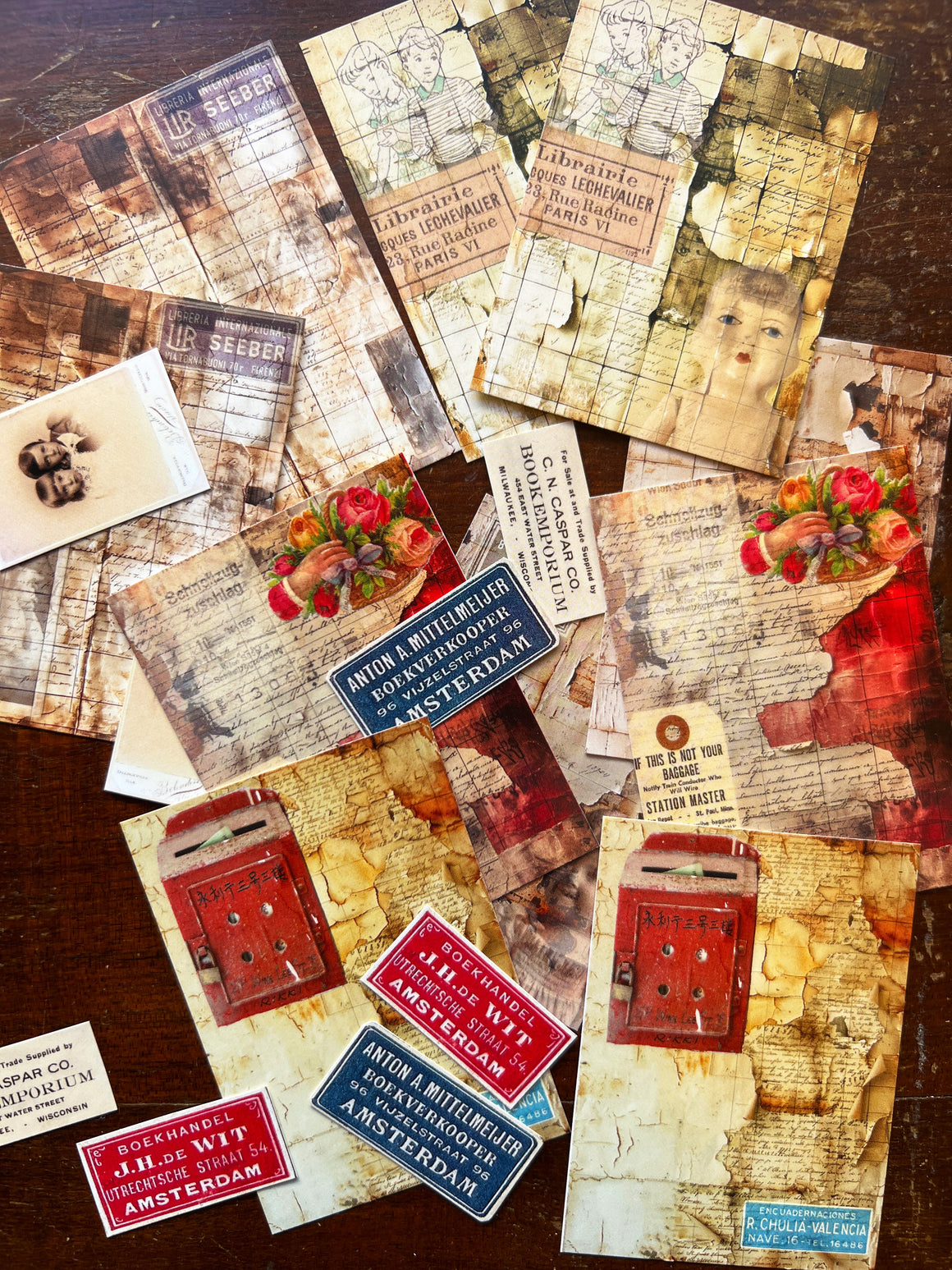 Collage Cards (small 18Pk)'Faded Memories'