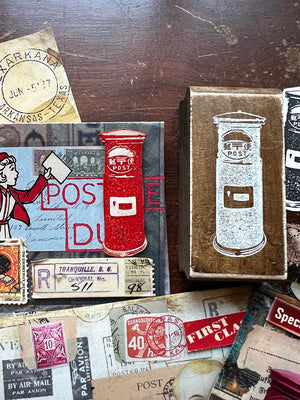 'Retro Japanese Mail Box' Wood Rubber Stamp by Mic Moc (郵便〒)