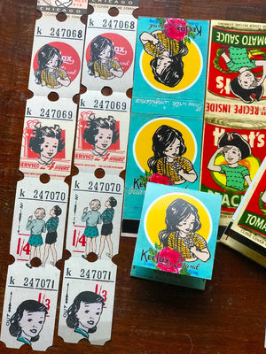 Altered Vintage Matchbook Set D: ‘Yellow Spot & Tomato Sauce’  from micmoc.com at Mic Moc (ブックマッチ共ヴィンテージチケット)