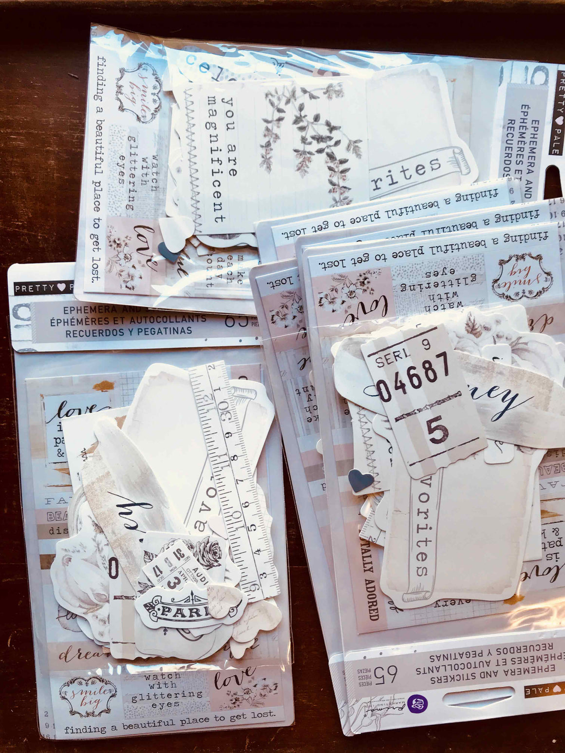 Pretty Pale Ephemera Die Cuts (Cardstock & Stickers 65 Pk) - Prima from micmoc.com